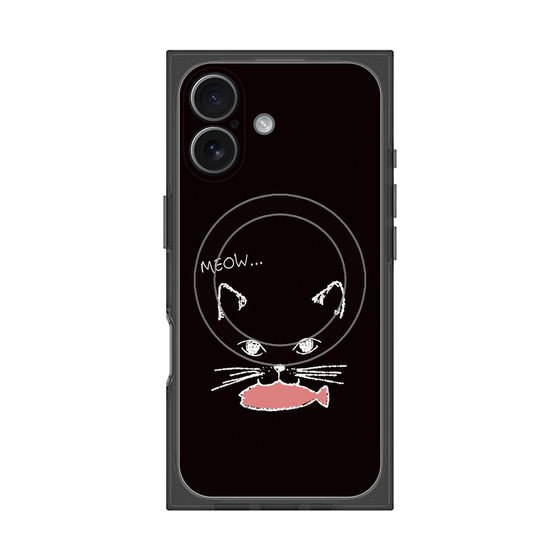 プレミアムスクエアケース with MagSafe［ 食いしん坊なねこ - Black ］