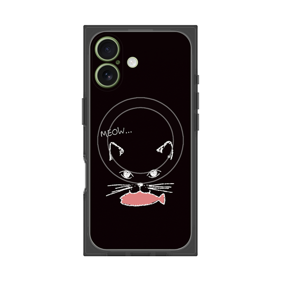 プレミアムスクエアケース with MagSafe［ 食いしん坊なねこ - Black ］