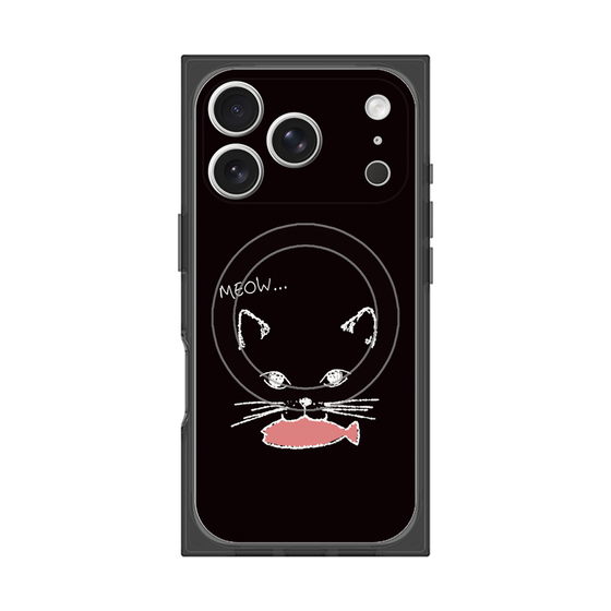 プレミアムスクエアケース with MagSafe［ 食いしん坊なねこ - Black ］