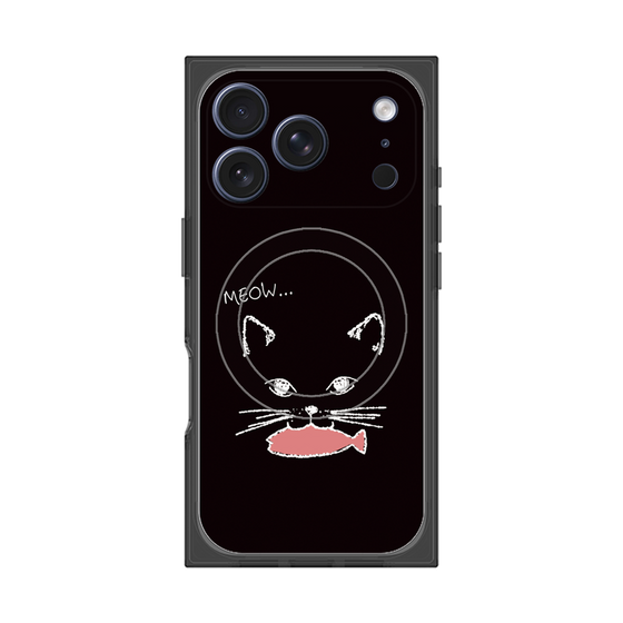 プレミアムスクエアケース with MagSafe［ 食いしん坊なねこ - Black ］
