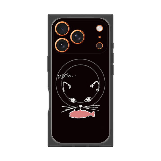 プレミアムスクエアケース with MagSafe［ 食いしん坊なねこ - Black ］