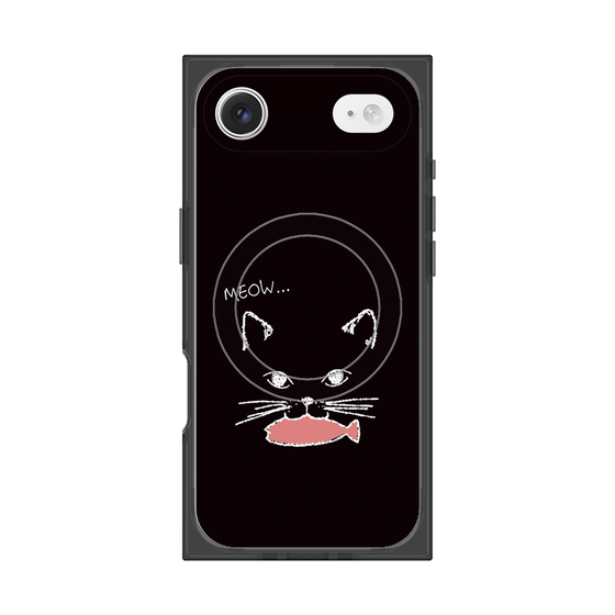 プレミアムスクエアケース with MagSafe［ 食いしん坊なねこ - Black ］
