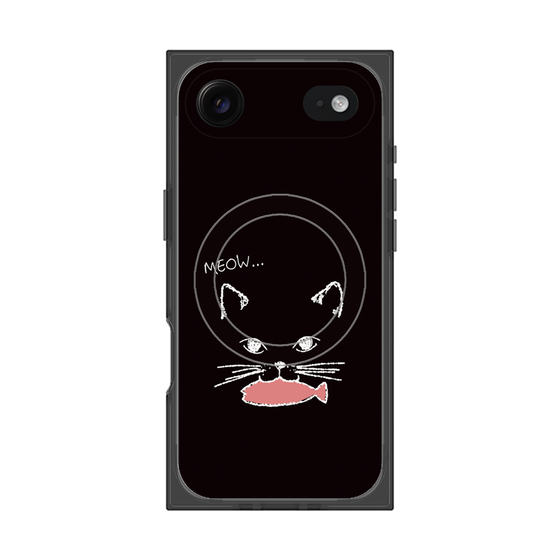 プレミアムスクエアケース with MagSafe［ 食いしん坊なねこ - Black ］