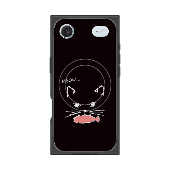 プレミアムスクエアケース with MagSafe［ 食いしん坊なねこ - Black ］