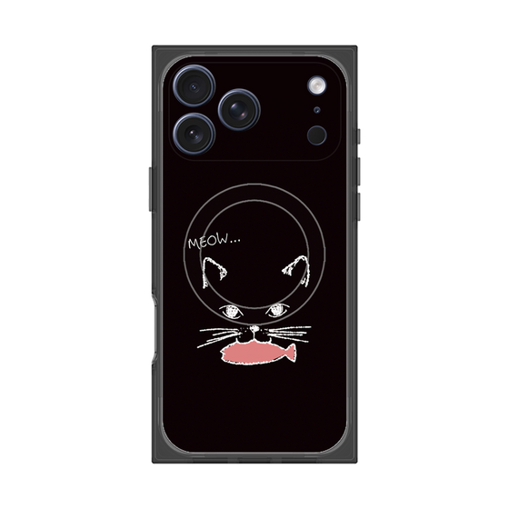 プレミアムスクエアケース with MagSafe［ 食いしん坊なねこ - Black ］