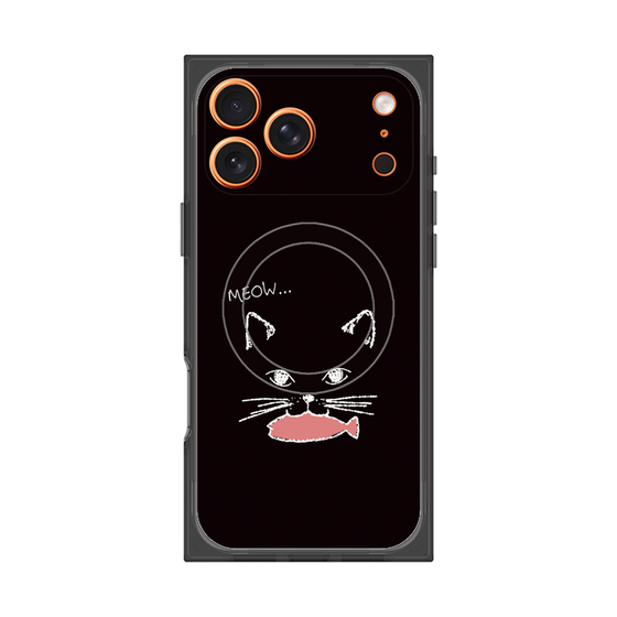プレミアムスクエアケース with MagSafe［ 食いしん坊なねこ - Black ］
