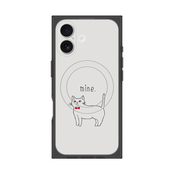 プレミアムスクエアケース with MagSafe［ 蝶ネクタイねこ - White ］