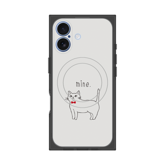 プレミアムスクエアケース with MagSafe［ 蝶ネクタイねこ - White ］