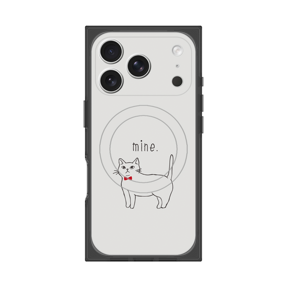 プレミアムスクエアケース with MagSafe［ 蝶ネクタイねこ - White ］