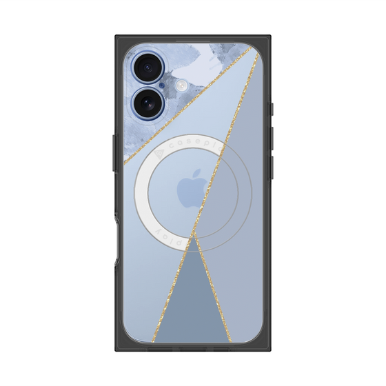 プレミアムスクエアケース with MagSafe［ マーブルトライアングルパレット - Blue ］