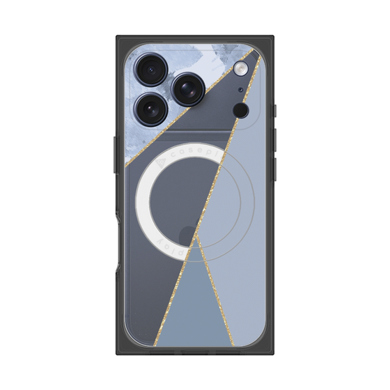 プレミアムスクエアケース with MagSafe［ マーブルトライアングルパレット - Blue ］