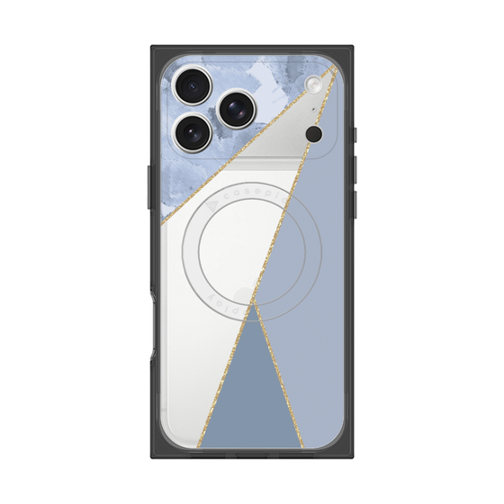 プレミアムスクエアケース with MagSafe［ マーブルトライアングルパレット - Blue ］