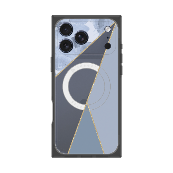 プレミアムスクエアケース with MagSafe［ マーブルトライアングルパレット - Blue ］