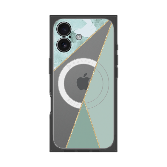 プレミアムスクエアケース with MagSafe［ マーブルトライアングルパレット - Green ］