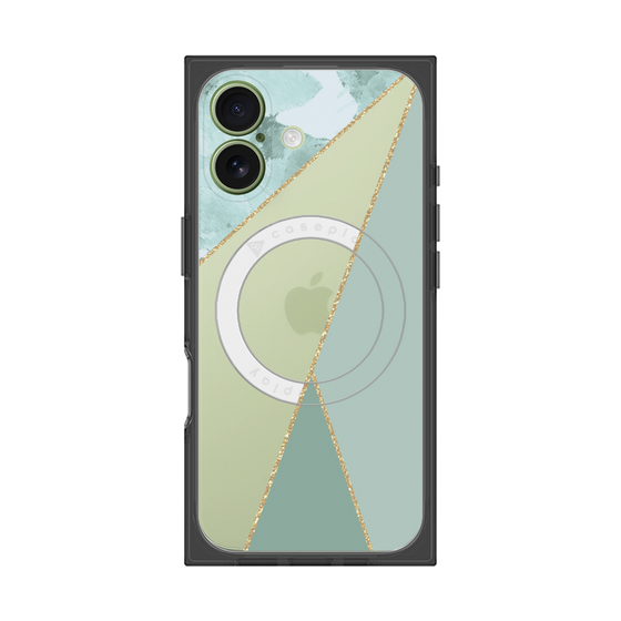 プレミアムスクエアケース with MagSafe［ マーブルトライアングルパレット - Green ］