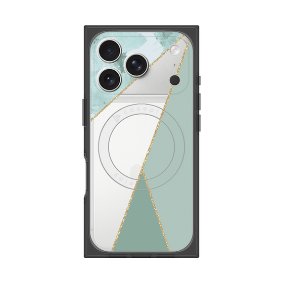 プレミアムスクエアケース with MagSafe［ マーブルトライアングルパレット - Green ］