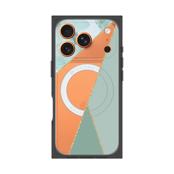 プレミアムスクエアケース with MagSafe［ マーブルトライアングルパレット - Green ］