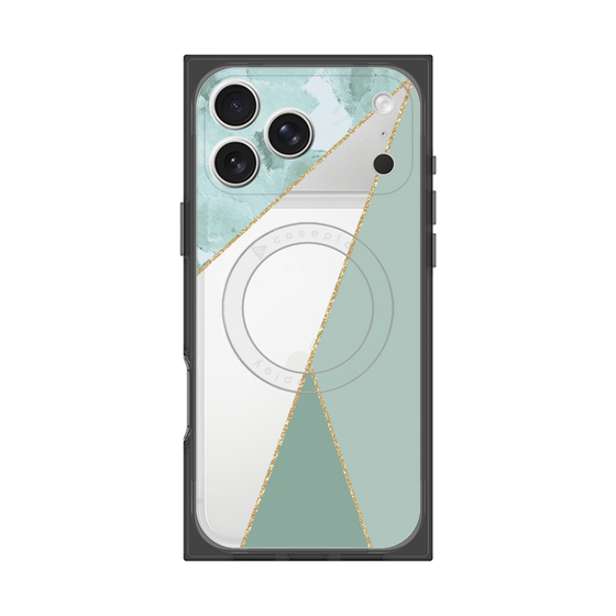 プレミアムスクエアケース with MagSafe［ マーブルトライアングルパレット - Green ］