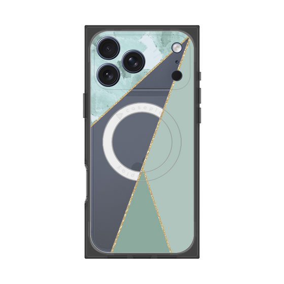 プレミアムスクエアケース with MagSafe［ マーブルトライアングルパレット - Green ］