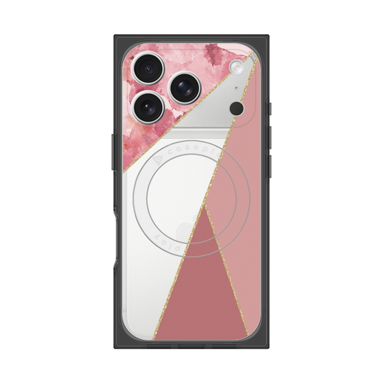 プレミアムスクエアケース with MagSafe［ マーブルトライアングルパレット - Pink ］
