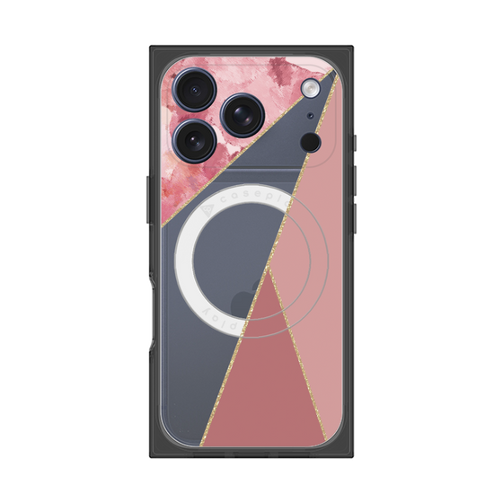 プレミアムスクエアケース with MagSafe［ マーブルトライアングルパレット - Pink ］