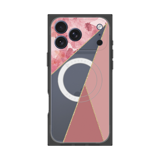 プレミアムスクエアケース with MagSafe［ マーブルトライアングルパレット - Pink ］