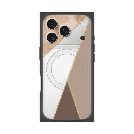 プレミアムスクエアケース with MagSafe［ マーブルトライアングルパレット - Brown ］