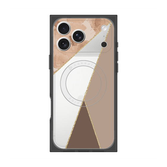 プレミアムスクエアケース with MagSafe［ マーブルトライアングルパレット - Brown ］