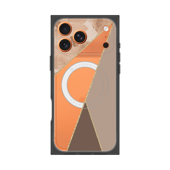 プレミアムスクエアケース with MagSafe［ マーブルトライアングルパレット - Brown ］