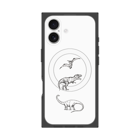 プレミアムスクエアケース with MagSafe［ Dinosaurs No.1 - White ］