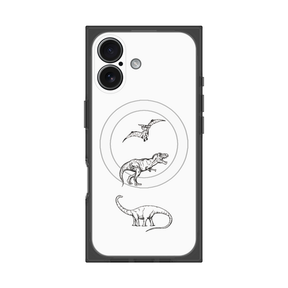 プレミアムスクエアケース with MagSafe［ Dinosaurs No.1 - White ］