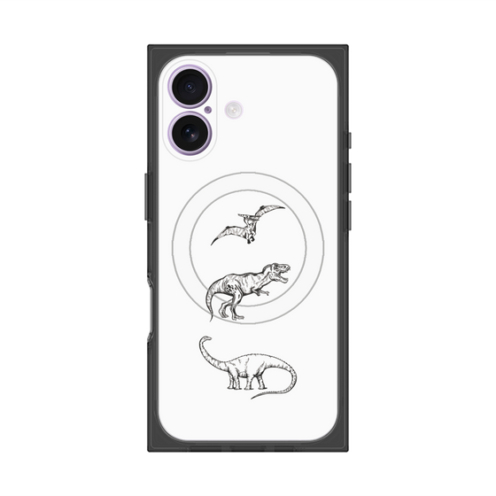 プレミアムスクエアケース with MagSafe［ Dinosaurs No.1 - White ］