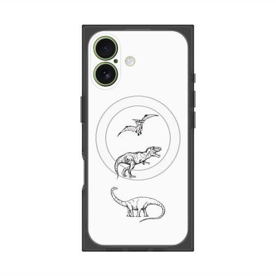 プレミアムスクエアケース with MagSafe［ Dinosaurs No.1 - White ］