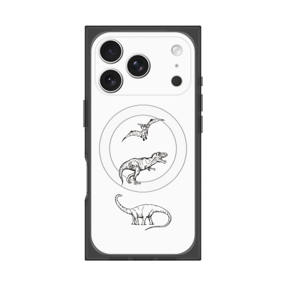 プレミアムスクエアケース with MagSafe［ Dinosaurs No.1 - White ］