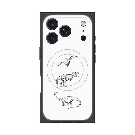 プレミアムスクエアケース with MagSafe［ Dinosaurs No.1 - White ］