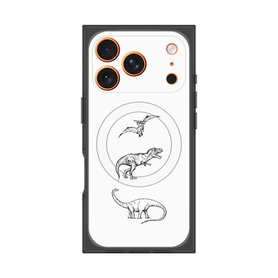 プレミアムスクエアケース with MagSafe［ Dinosaurs No.1 - White ］