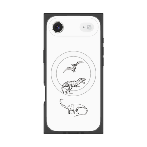 プレミアムスクエアケース with MagSafe［ Dinosaurs No.1 - White ］