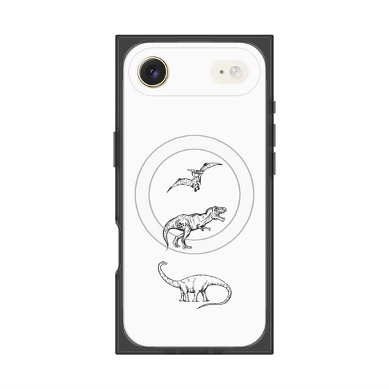 プレミアムスクエアケース with MagSafe［ Dinosaurs No.1 - White ］