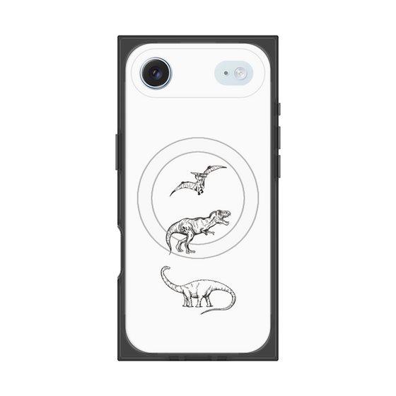 プレミアムスクエアケース with MagSafe［ Dinosaurs No.1 - White ］