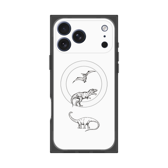 プレミアムスクエアケース with MagSafe［ Dinosaurs No.1 - White ］