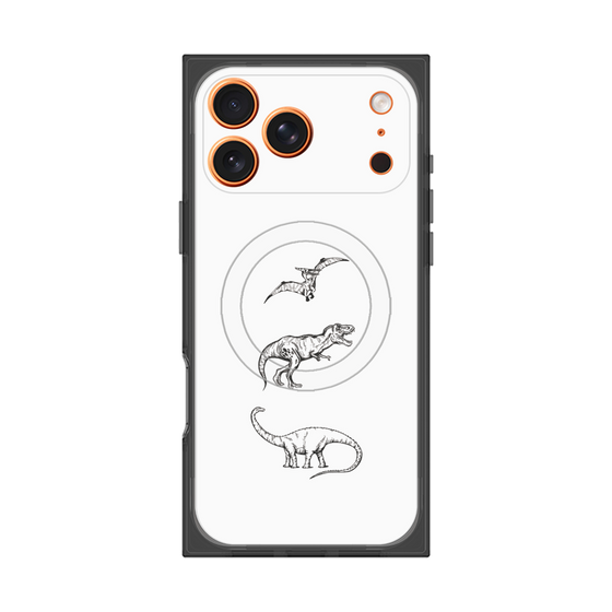 プレミアムスクエアケース with MagSafe［ Dinosaurs No.1 - White ］