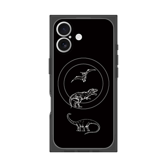 プレミアムスクエアケース with MagSafe［ Dinosaurs No.1 - Black ］