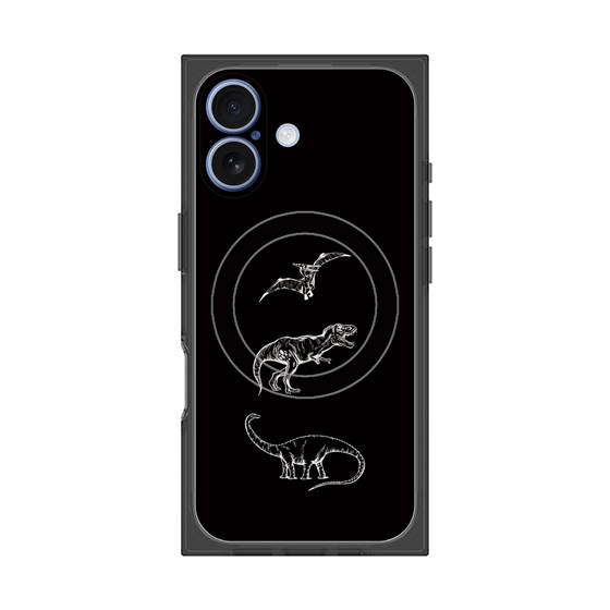 プレミアムスクエアケース with MagSafe［ Dinosaurs No.1 - Black ］
