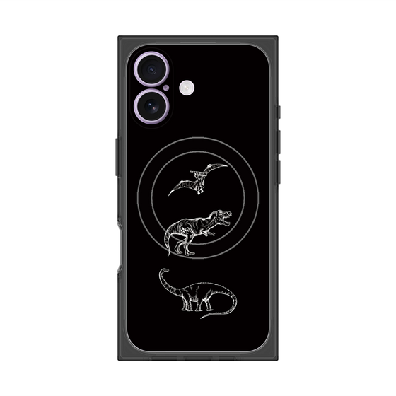 プレミアムスクエアケース with MagSafe［ Dinosaurs No.1 - Black ］