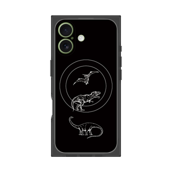 プレミアムスクエアケース with MagSafe［ Dinosaurs No.1 - Black ］