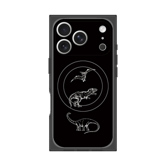 プレミアムスクエアケース with MagSafe［ Dinosaurs No.1 - Black ］