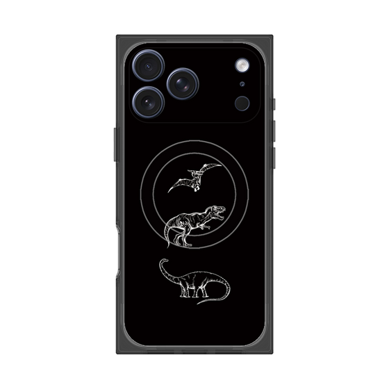プレミアムスクエアケース with MagSafe［ Dinosaurs No.1 - Black ］