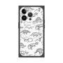 プレミアムスクエアケース with MagSafe［ Dinosaurs No.2 - White ］