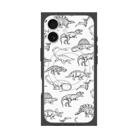 プレミアムスクエアケース with MagSafe［ Dinosaurs No.2 - White ］