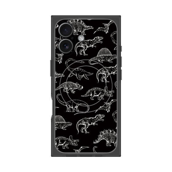 プレミアムスクエアケース with MagSafe［ Dinosaurs No.2 - Black ］